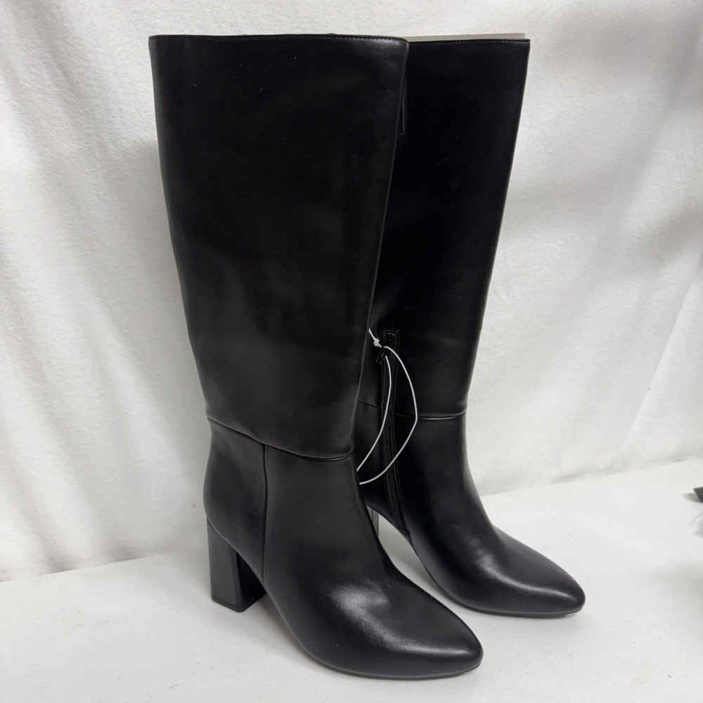 A New Day Black mid heel Dress Boots Womens size 7.5 Knee high